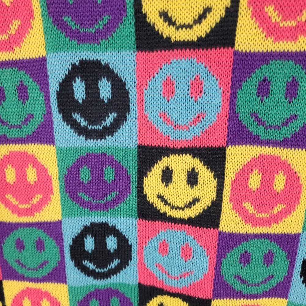 WESC Leon Pop Smiley Face Sweater Men's Large Knitted Paris Nights Multicolor - Picture 10 of 11